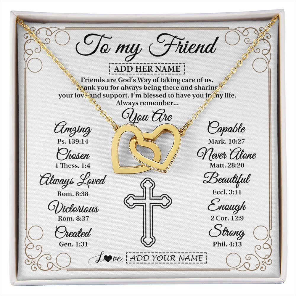 Interlocking Hearts Necklace 18K Yellow Gold Finish | 1 | Personalized To My Friend Gifts Necklace From Besties Always Remember You Are Friend Birthday Gifts Christmas Friendship Christian Custom Gift Box Message Card | https://siriusteestore.