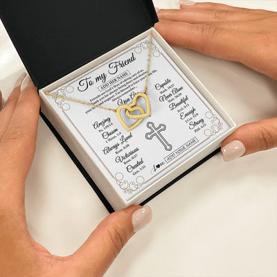 Interlocking Hearts Necklace 18K Yellow Gold Finish | 2 | Personalized To My Friend Gifts Necklace From Besties Always Remember You Are Friend Birthday Gifts Christmas Friendship Christian Custom Gift Box Message Card | https://siriusteestore.