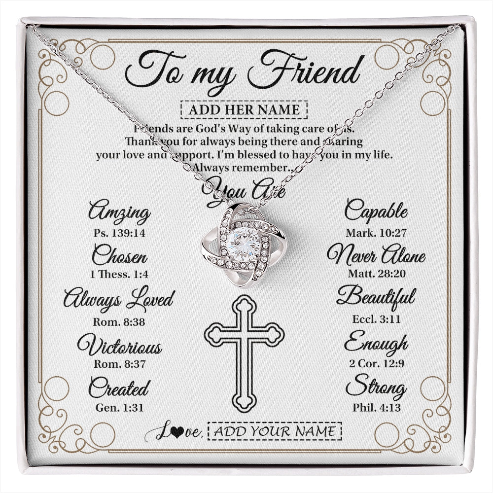 Love Knot Necklace 14K White Gold Finish | 1 | Personalized To My Friend Gifts Necklace From Besties Always Remember You Are Friend Birthday Gifts Christmas Friendship Christian Custom Gift Box Message Card | https://siriusteestore.
