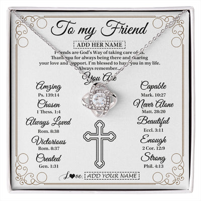 Love Knot Necklace 14K White Gold Finish | 1 | Personalized To My Friend Gifts Necklace From Besties Always Remember You Are Friend Birthday Gifts Christmas Friendship Christian Custom Gift Box Message Card | https://siriusteestore.