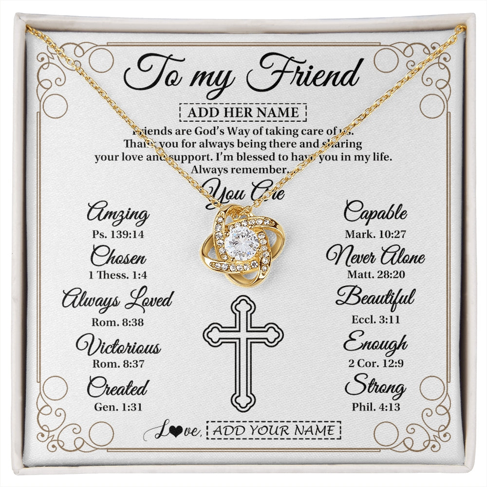 Love Knot Necklace 18K Yellow Gold Finish | 1 | Personalized To My Friend Gifts Necklace From Besties Always Remember You Are Friend Birthday Gifts Christmas Friendship Christian Custom Gift Box Message Card | https://siriusteestore.