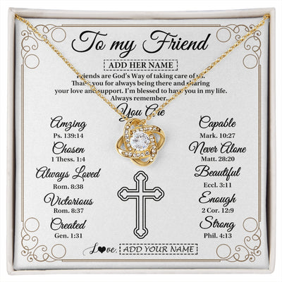 Love Knot Necklace 18K Yellow Gold Finish | 1 | Personalized To My Friend Gifts Necklace From Besties Always Remember You Are Friend Birthday Gifts Christmas Friendship Christian Custom Gift Box Message Card | https://siriusteestore.