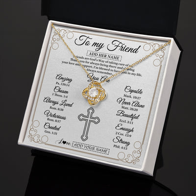 Love Knot Necklace 18K Yellow Gold Finish | 2 | Personalized To My Friend Gifts Necklace From Besties Always Remember You Are Friend Birthday Gifts Christmas Friendship Christian Custom Gift Box Message Card | https://siriusteestore.
