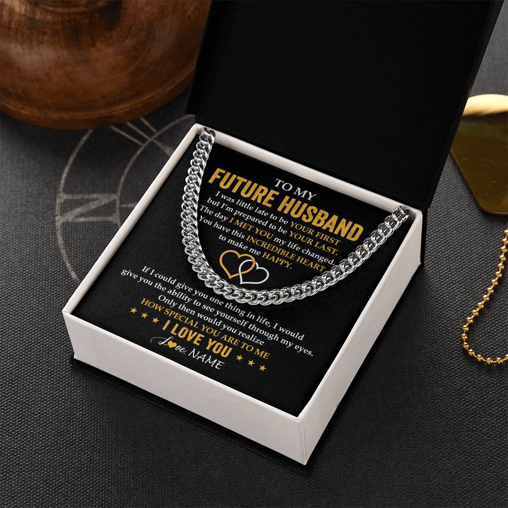 Cuban Link Chain Necklace Stainless Steel | 2 | Personalized To My Future Husband Necklace From Wife If I Could Give You Fiancé Husband Anniversary Day Birthday Christmas Customized Gift Box Message Card | siriusteestore