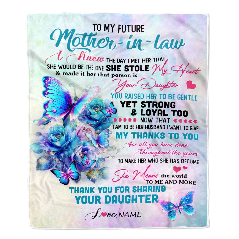 Personalized To My Future Mother In Law Blanket From Daughter Thank You For Sharing Son Mother In Law Birthday Mothers Day Christmas Customized Fleece Blanket | siriusteestore