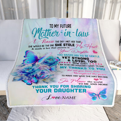 Personalized To My Future Mother In Law Blanket From Daughter Thank You For Sharing Son Mother In Law Birthday Mothers Day Christmas Customized Fleece Blanket | siriusteestore