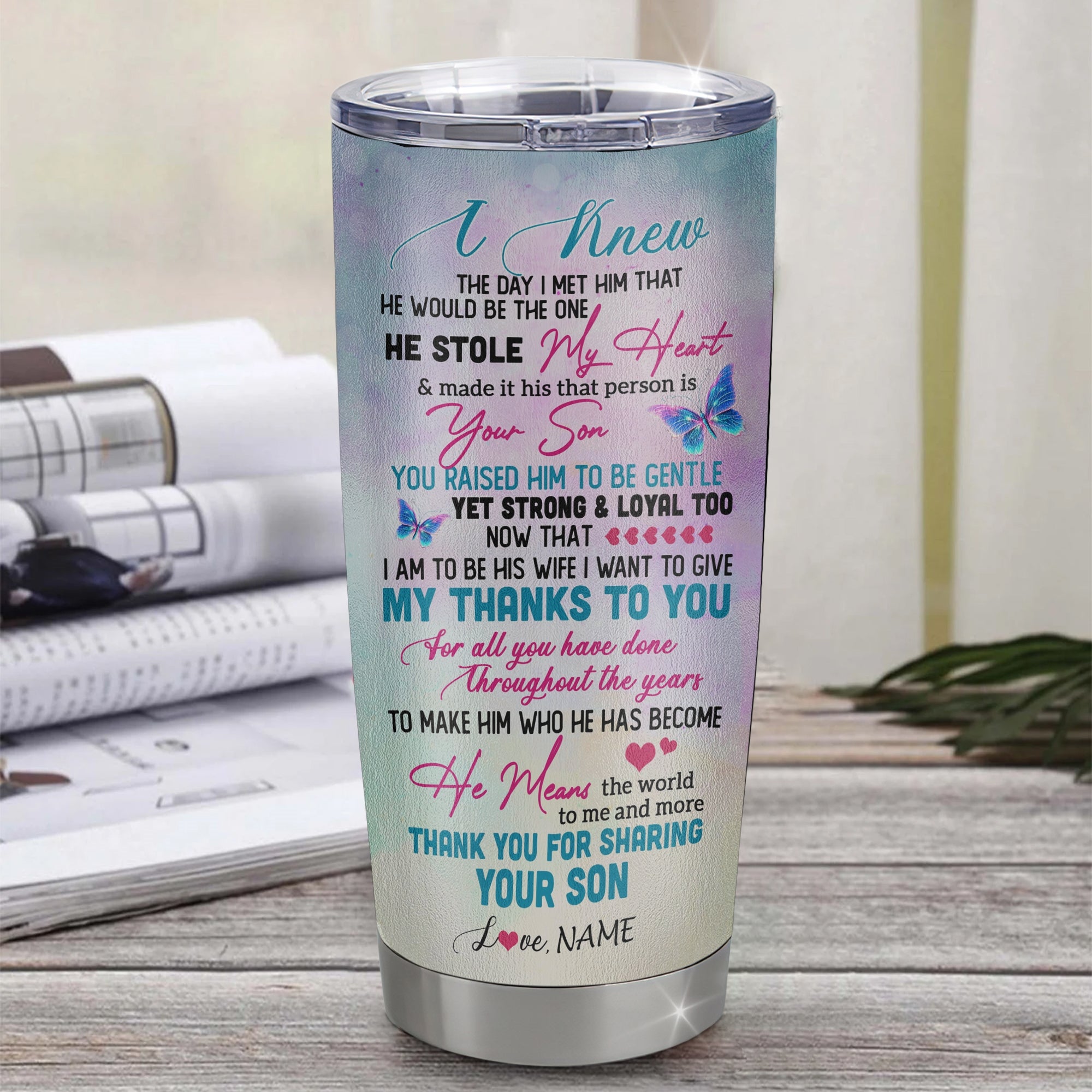 Personalized To My Future Mother In Law From Son Stainless Steel Tumbler Cup Thank You For Sharing Your Daughter Mother In Law Birthday Mothers Day Christmas Travel Mug | siriusteestore