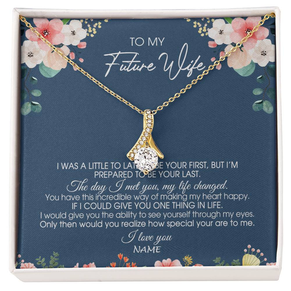 Alluring Beauty Necklace 18K Yellow Gold Finish | Personalized To My Future Wife Necklace From Boyfriend Love You Soulmate Girlfriend Wife Birthday Anniversary Valentines Day Christmas Customized Message Card | siriusteestore