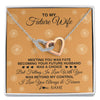 Interlocking Hearts Necklace Stainless Steel & Rose Gold Finish | Personalized To My Future Wife Necklace Meeting You Fiancée Girlfriend Wife Jewelry Gifts Birthday Valentines Day Christmas Customized Gift Box Message Card | siriusteestore