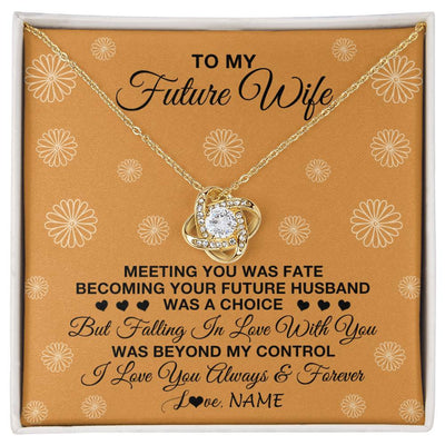 Love Knot Necklace 18K Yellow Gold Finish | Personalized To My Future Wife Necklace Meeting You Fiancée Girlfriend Wife Jewelry Gifts Birthday Valentines Day Christmas Customized Gift Box Message Card | siriusteestore