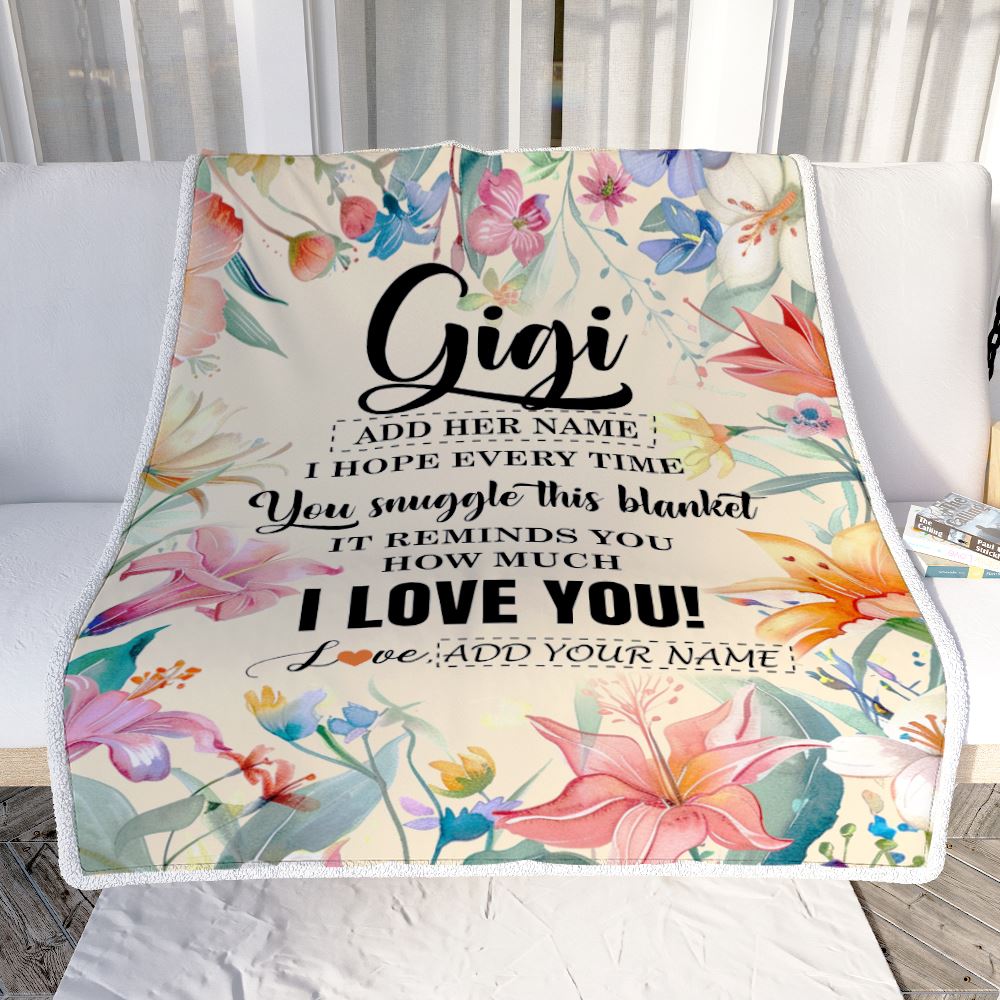 Personalized To My Gigi Blanket From Granddaughter Grandson Floral I Love You Great Gigi Birthday Gifts Mothers Day Christmas Customized Fleece Blanket | siriusteestore