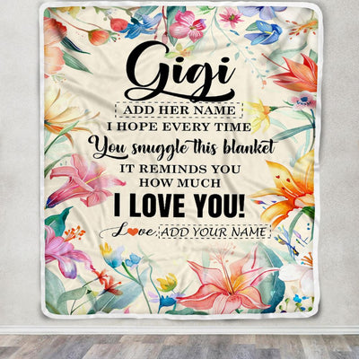 Personalized To My Gigi Blanket From Granddaughter Grandson Floral I Love You Great Gigi Birthday Gifts Mothers Day Christmas Customized Fleece Blanket | siriusteestore