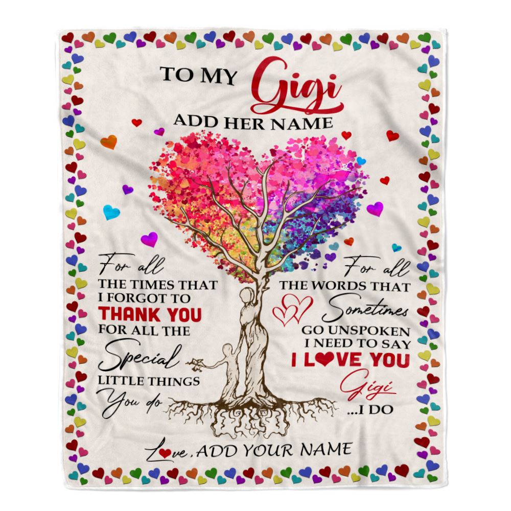 Personalized To My Gigi Blanket From Grandkids Grandson Colorful Tree Thank You For All Gigi Birthday Gifts Mothers Day Christmas Customized Fleece Blanket | siriusteestore