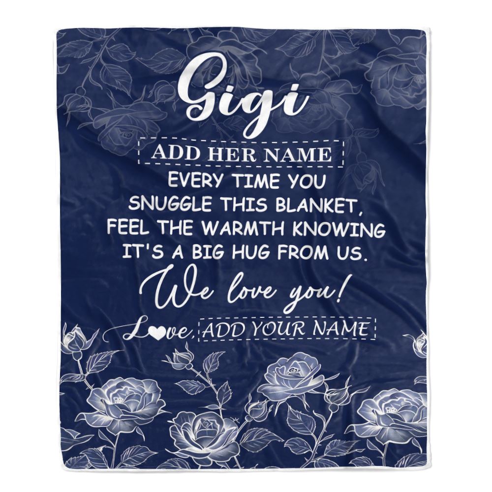 Personalized To My Gigi Gifts Blanket From Granddaughter Grandson Blue Flower Love You Birthday Gifts For Gigi Mothers Day Christmas Gigi Fleece Throw Blanket | siriusteestore