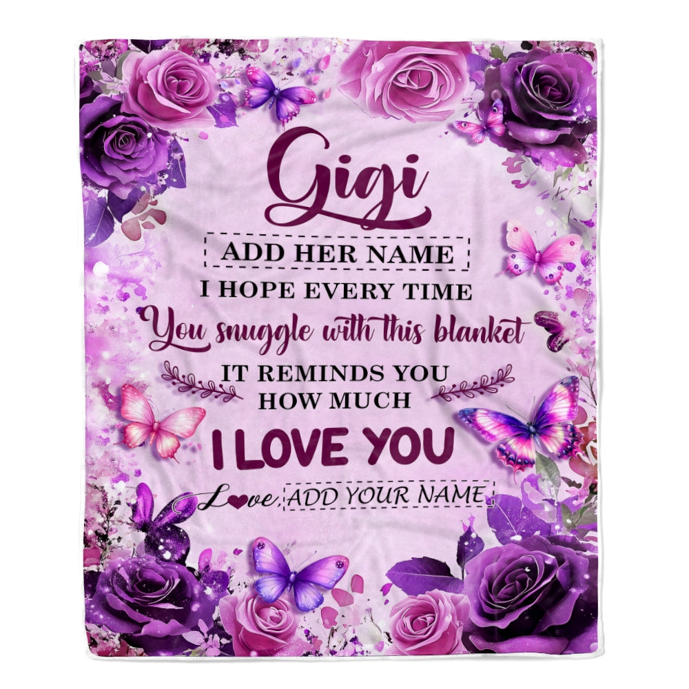 Personalized To My Gigi Gifts Blanket From Granddaughter Grandson Purple Floral Birthday Gifts For Gigi Mothers Day Christmas Custom Fleece Blanket | siriusteestore