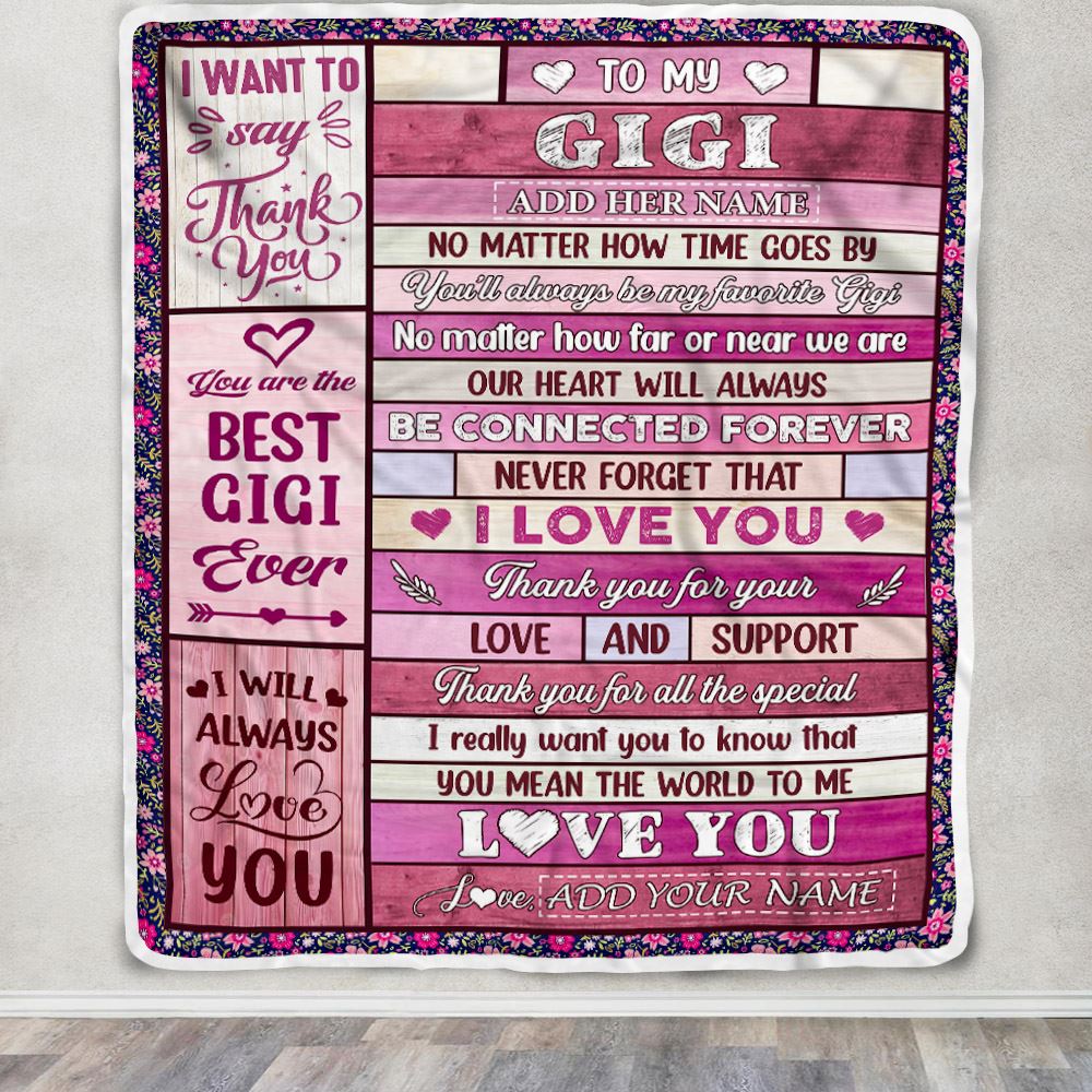 Personalized To My Gigi Gifts Blanket From Granddaughter Grandson Wood My Favorite Gigi Birthday Gifts Mothers Day Christmas Customized Fleece Blanket | siriusteestore