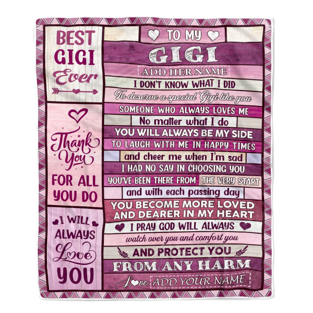 Personalized To My Gigi Gifts Blanket From Granddaughter Grandson Wood Thank You For All Gifts For Gigi Mothers Day Birthday Christmas Fleece Blanket | siriusteestore