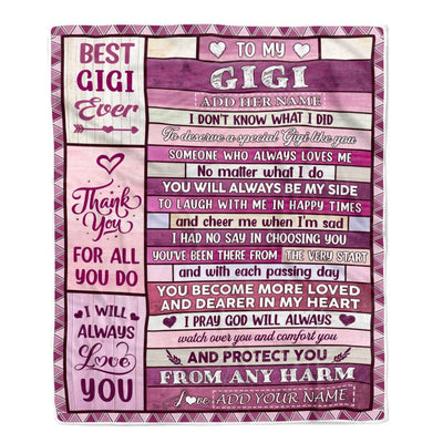 Personalized To My Gigi Gifts Blanket From Granddaughter Grandson Wood Thank You For All Gifts For Gigi Mothers Day Birthday Christmas Fleece Blanket | siriusteestore