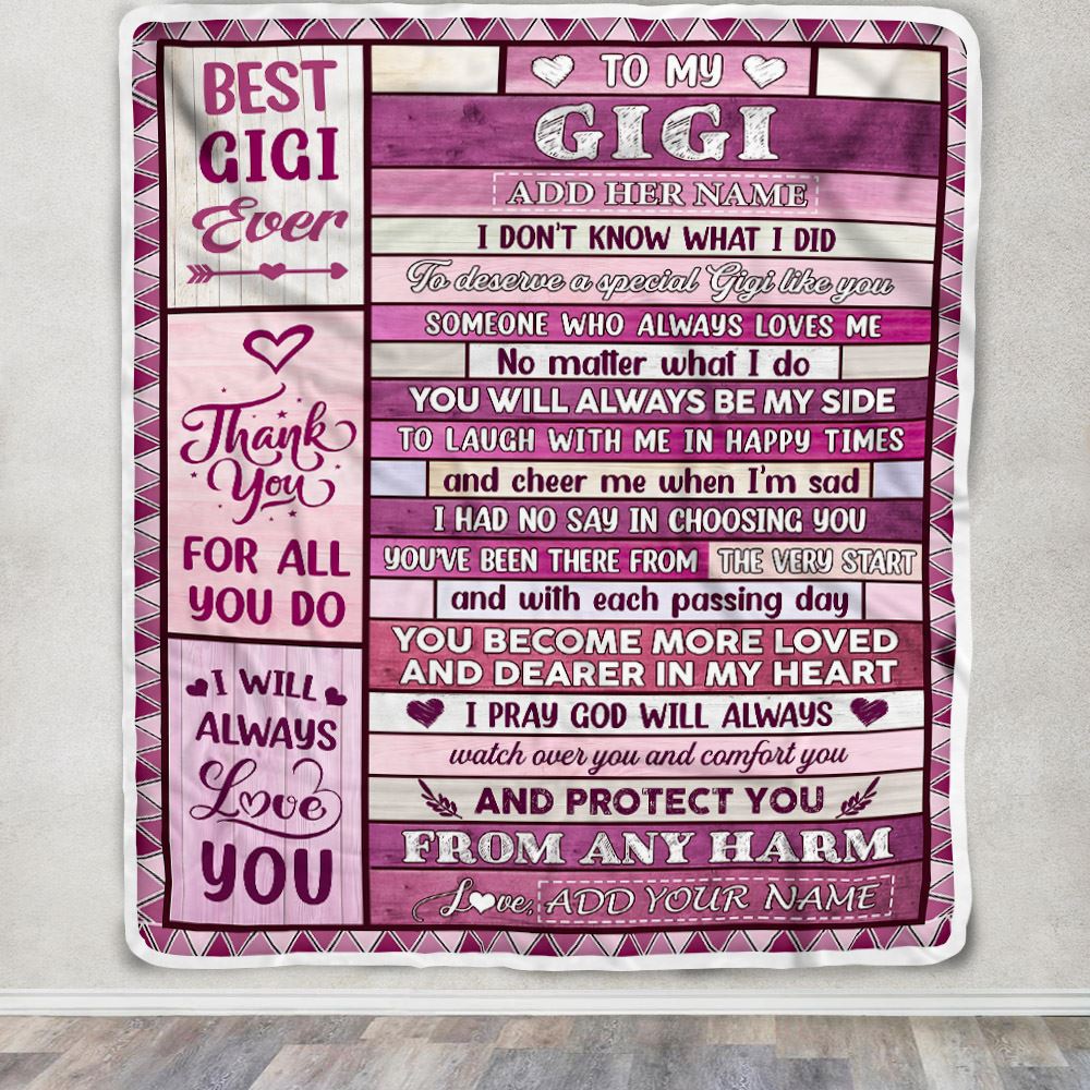 Personalized To My Gigi Gifts Blanket From Granddaughter Grandson Wood Thank You For All Gifts For Gigi Mothers Day Birthday Christmas Fleece Blanket | siriusteestore