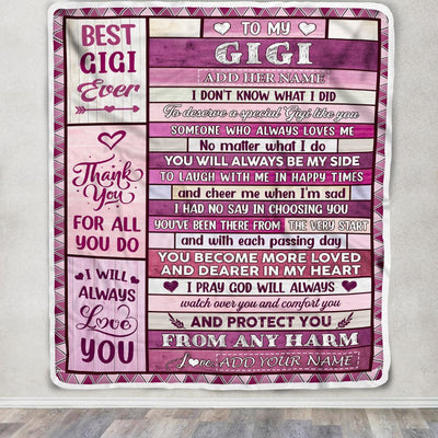 Personalized To My Gigi Gifts Blanket From Granddaughter Grandson Wood Thank You For All Gifts For Gigi Mothers Day Birthday Christmas Fleece Blanket | siriusteestore