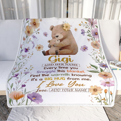 Personalized To My Gigi Gifts From Granddaughter Grandson Blanket Bear Big Hug Birthday Present Gift Idea For Gigi Mothers Day Christmas Custom Fleece Blanket Shirt & Hoodie | siriusteestore