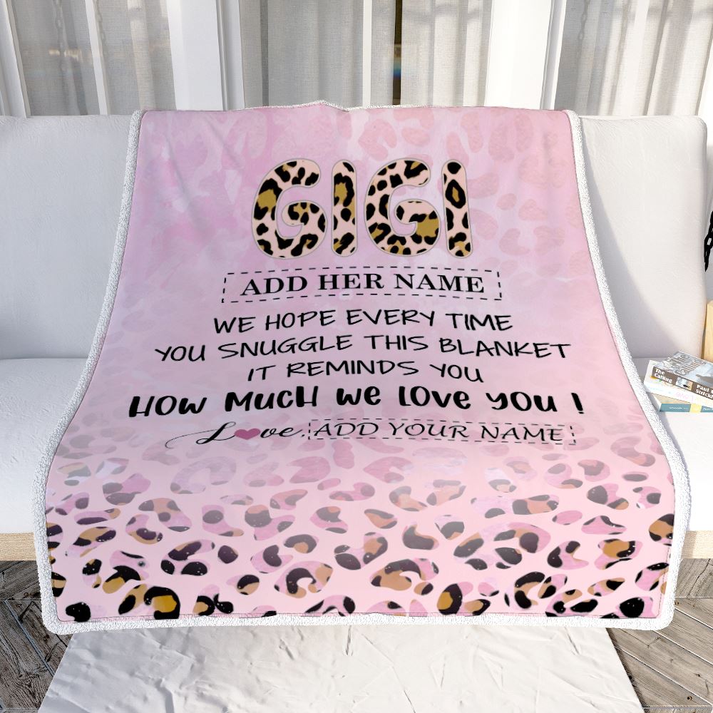 Personalized To My Gigi Gifts From Granddaughter Grandson Blanket Pink Leopard Happy Birthday Gifts For Gigi Mothers Day Christmas Customized Fleece Blanket | siriusteestore