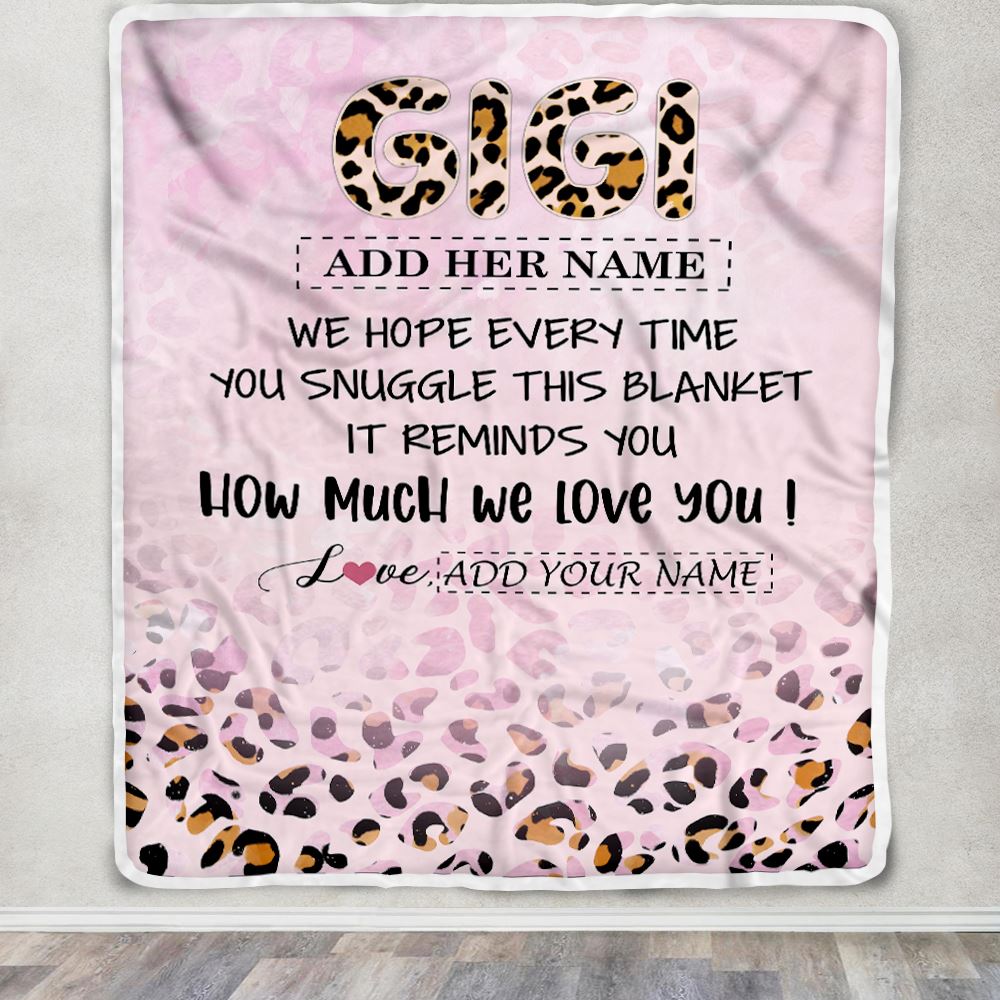 Personalized To My Gigi Gifts From Granddaughter Grandson Blanket Pink Leopard Happy Birthday Gifts For Gigi Mothers Day Christmas Customized Fleece Blanket | siriusteestore