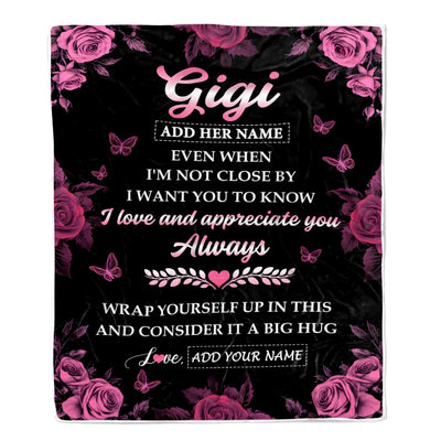 Personalized To My Gigi Gifts From Granddaughter Grandson Blanket Rose Floral It A Big Hug Birthday Gift Idea For Gigi Gifts Christmas Custom Fleece Blanket | siriusteestore