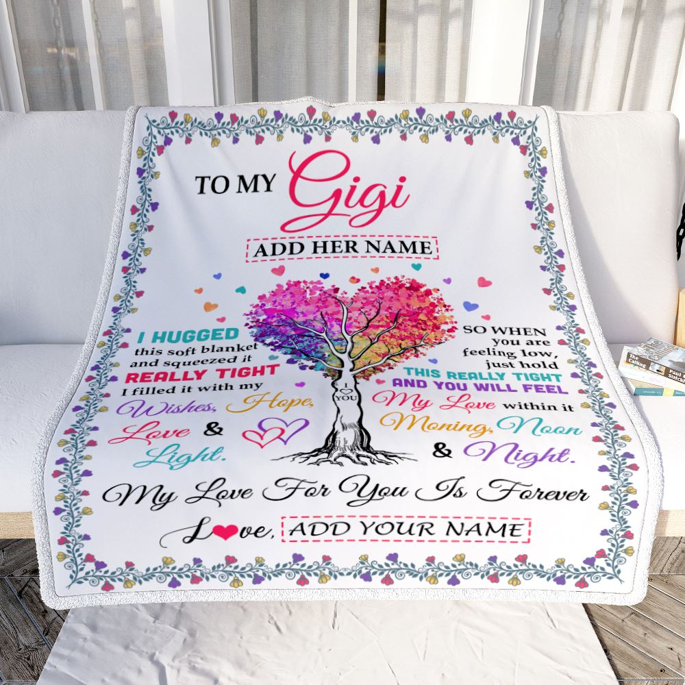Personalized To My Gigi Gifts From Granddaughter Grandson Hugged Blanket Birthday Gifts For Gigi Mothers Day Thanksgiving Christmas Customized Fleece Blanket | siriusteestore
