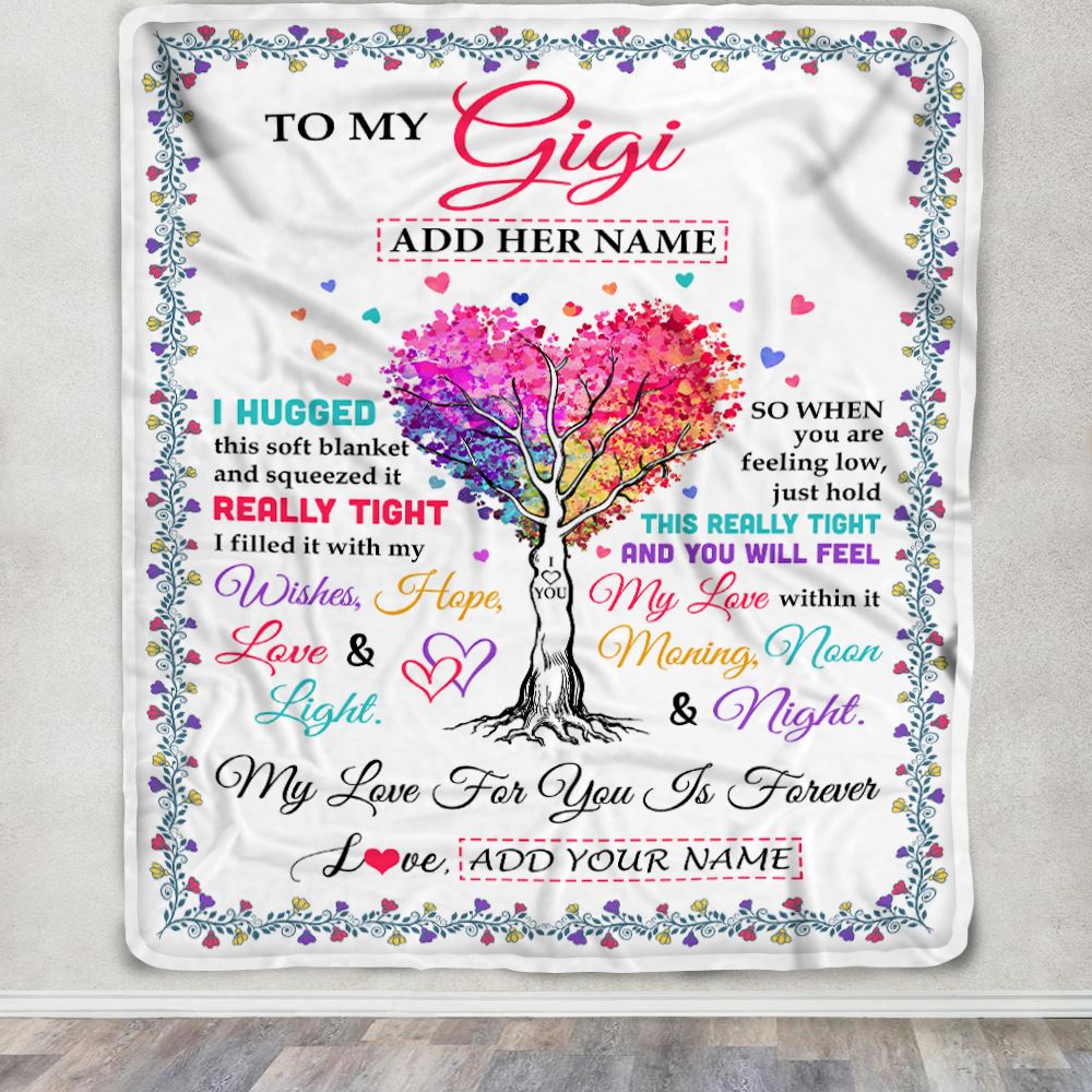 Personalized To My Gigi Gifts From Granddaughter Grandson Hugged Blanket Birthday Gifts For Gigi Mothers Day Thanksgiving Christmas Customized Fleece Blanket | siriusteestore
