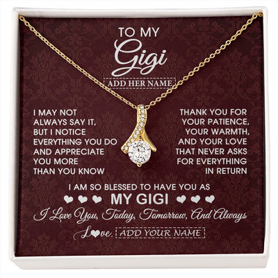 Alluring Beauty Necklace 18K Yellow Gold Finish | 1 | Personalized To My Gigi Gifts From Granddaughter Necklace Meaningful Jewelry Pendant Gifts For Gigi Mothers Day Birthday Christmas Custom Gift Box Message Card | https://siriusteestore.