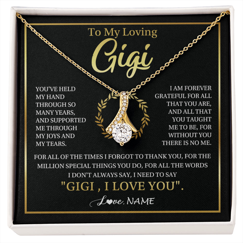 Alluring Beauty Necklace 18K Yellow Gold Finish | 1 | Personalized To My Gigi Gifts Necklace From Granddaughter GrandsonGrateful Thank You Gigi Birthday Mothers Day Christmas Customized Gift Box Message Card | siriusteestore