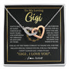 Interlocking Hearts Necklace Stainless Steel & Rose Gold Finish | 1 | Personalized To My Gigi Gifts Necklace From Granddaughter GrandsonGrateful Thank You Gigi Birthday Mothers Day Christmas Customized Gift Box Message Card | siriusteestore