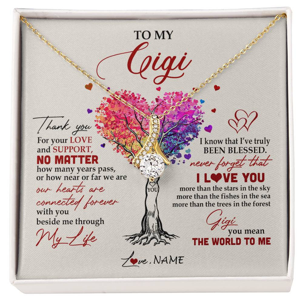 Alluring Beauty Necklace 18K Yellow Gold Finish | 1 | Personalized To My Gigi Necklace From Grandkids Never Forget That I Love You You Mean The World Gigi Birthday Mothers Day Christmas Customized Gift Box Message Card | siriusteestore