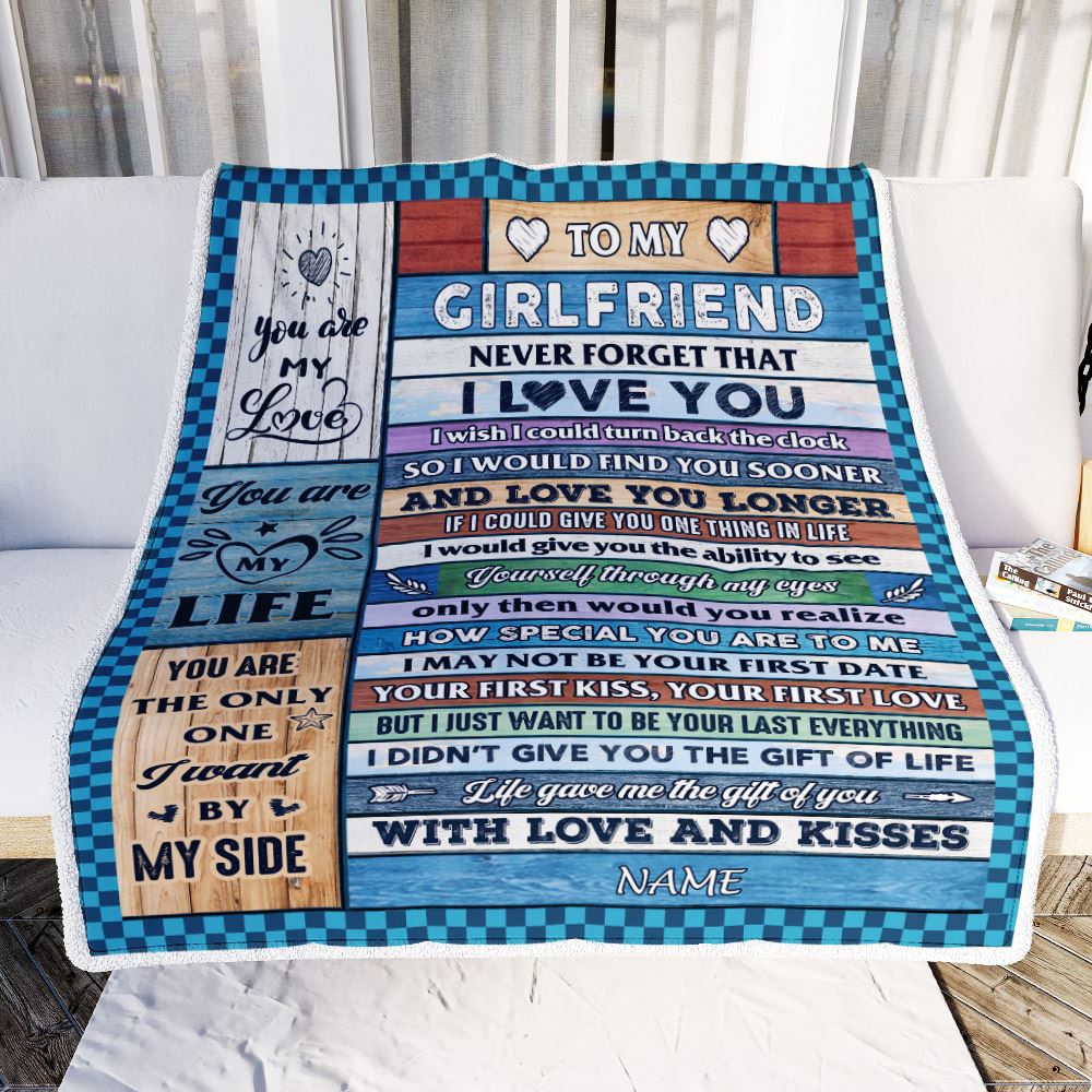 Personalized To My Girlfriend Blanket From Boyfriend Wood I Love You Girlfriend Birthday Anniversary Romantic Valentines Christmas Customized Fleece Blanket | siriusteestore