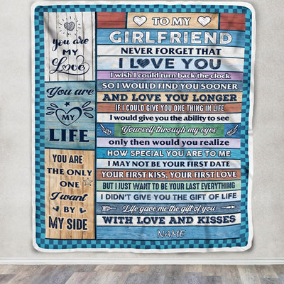 Personalized To My Girlfriend Blanket From Boyfriend Wood I Love You Girlfriend Birthday Anniversary Romantic Valentines Christmas Customized Fleece Blanket | siriusteestore