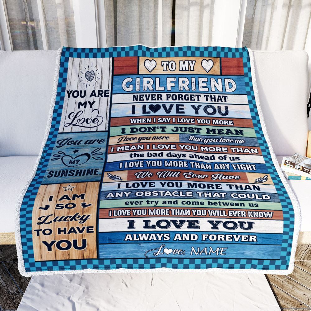 Personalized To My Girlfriend Blanket From Boyfriend Wood I Love You More Girlfriend Birthday Anniversary Valentines Christmas Gift Customized Fleece Blanket | siriusteestore