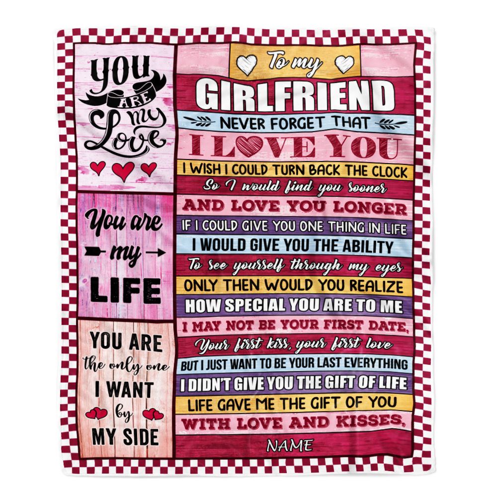 Personalized To My Girlfriend Blanket From Boyfriend Wood Never Forget I Love You Birthday Anniversary Valentines Christmas Customized Gift Fleece Blanket | siriusteestore