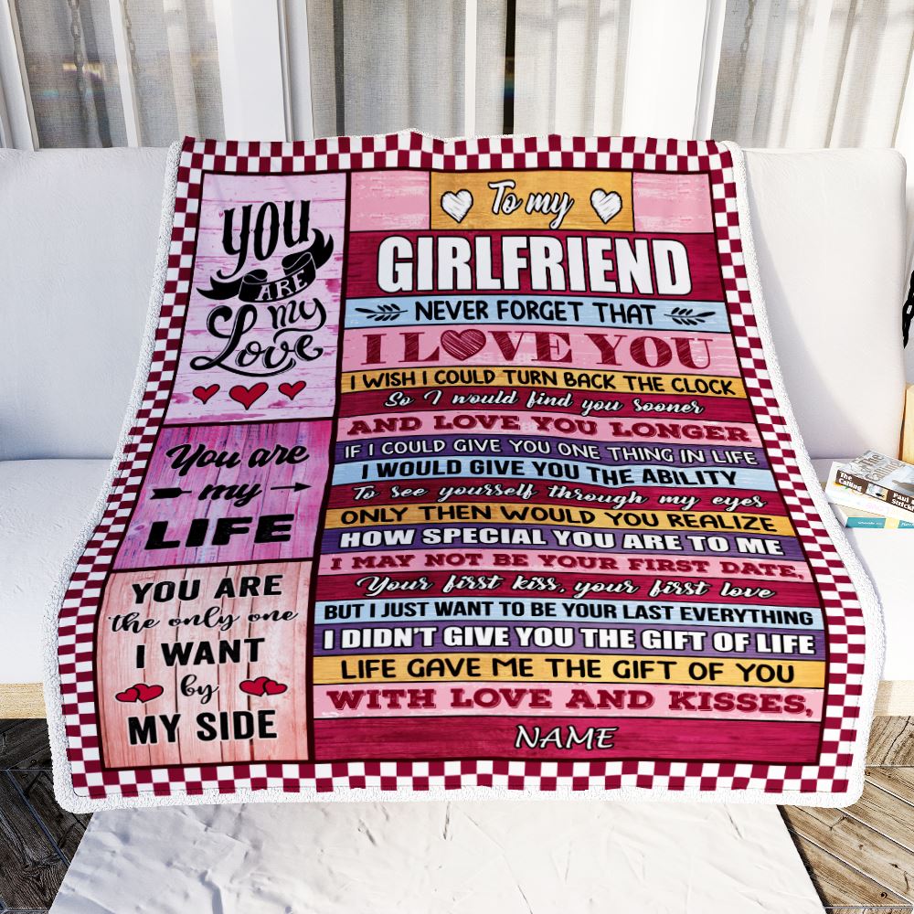 Personalized To My Girlfriend Blanket From Boyfriend Wood Never Forget I Love You Birthday Anniversary Valentines Christmas Customized Gift Fleece Blanket | siriusteestore