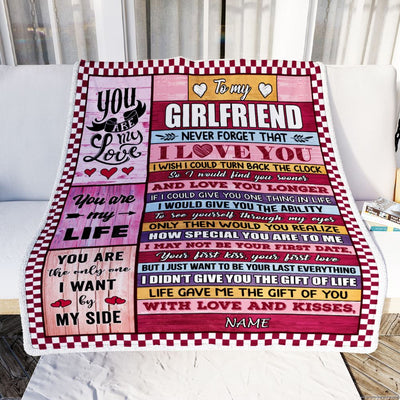 Personalized To My Girlfriend Blanket From Boyfriend Wood Never Forget I Love You Birthday Anniversary Valentines Christmas Customized Gift Fleece Blanket | siriusteestore