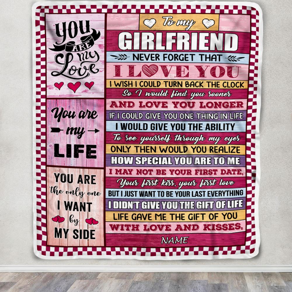 Personalized To My Girlfriend Blanket From Boyfriend Wood Never Forget I Love You Birthday Anniversary Valentines Christmas Customized Gift Fleece Blanket | siriusteestore