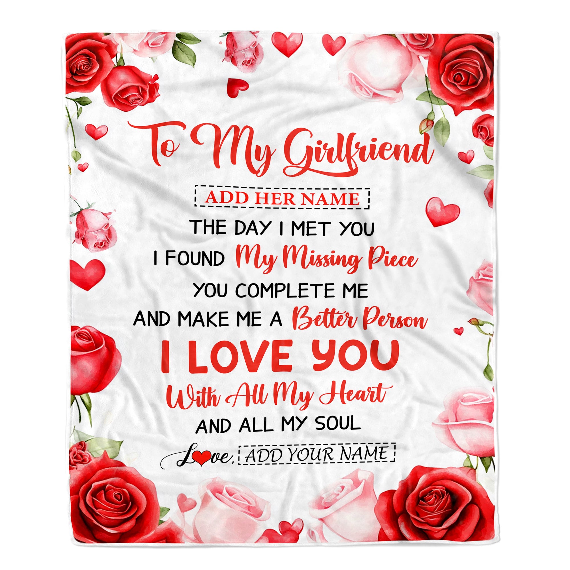 Personalized To My Girlfriend Blanket The Day I Met You Gifts For Girlfriend Anniversary Romantic For Women Valentines Birthday Gifts Christmas Fleece Blanket | siriusteestore