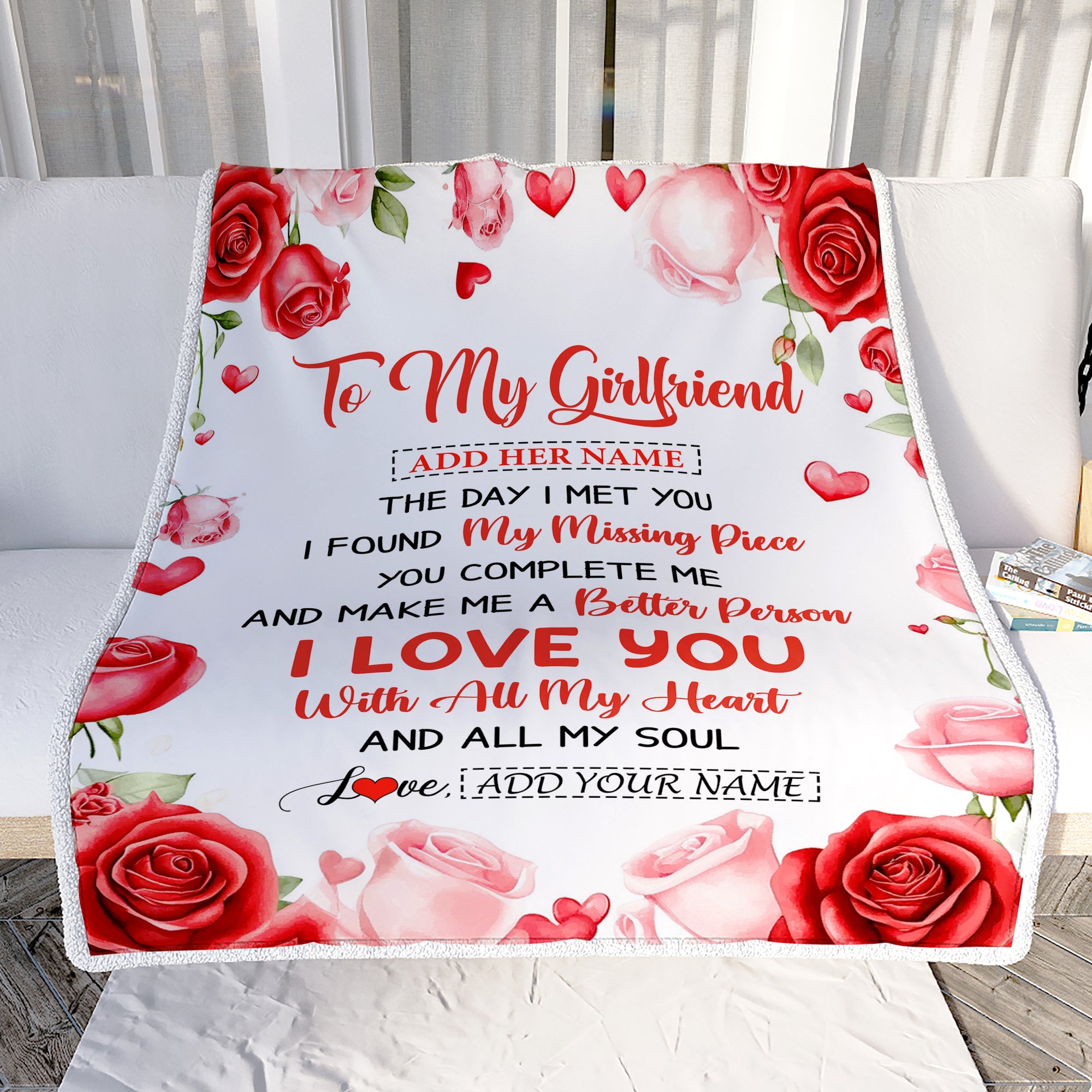 Personalized To My Girlfriend Blanket The Day I Met You Gifts For Girlfriend Anniversary Romantic For Women Valentines Birthday Gifts Christmas Fleece Blanket | siriusteestore