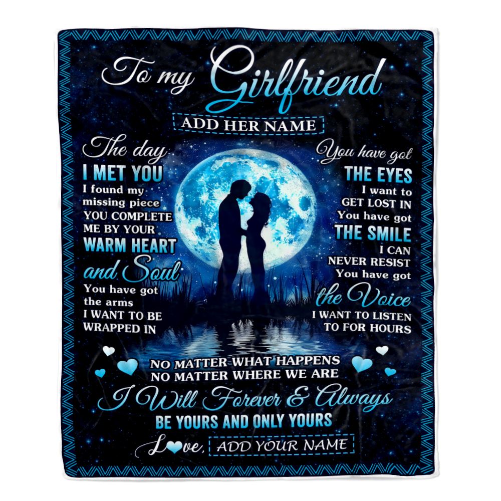 Personalized To My Girlfriend Blanket Wood The Day I Met You Girlfriend Birthday Gifts Romantic Valentines Day For Her Christmas Customized Fleece Blanket | siriusteestore