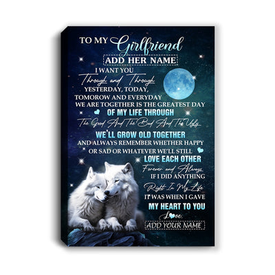 Personalized To My Girlfriend Canvas From Boyfriend I Want You Wolf Girlfriend Birthday Gifts For Her Anniversary Valentines Christmas Custom Wall Art Framed Canvas | siriusteestore
