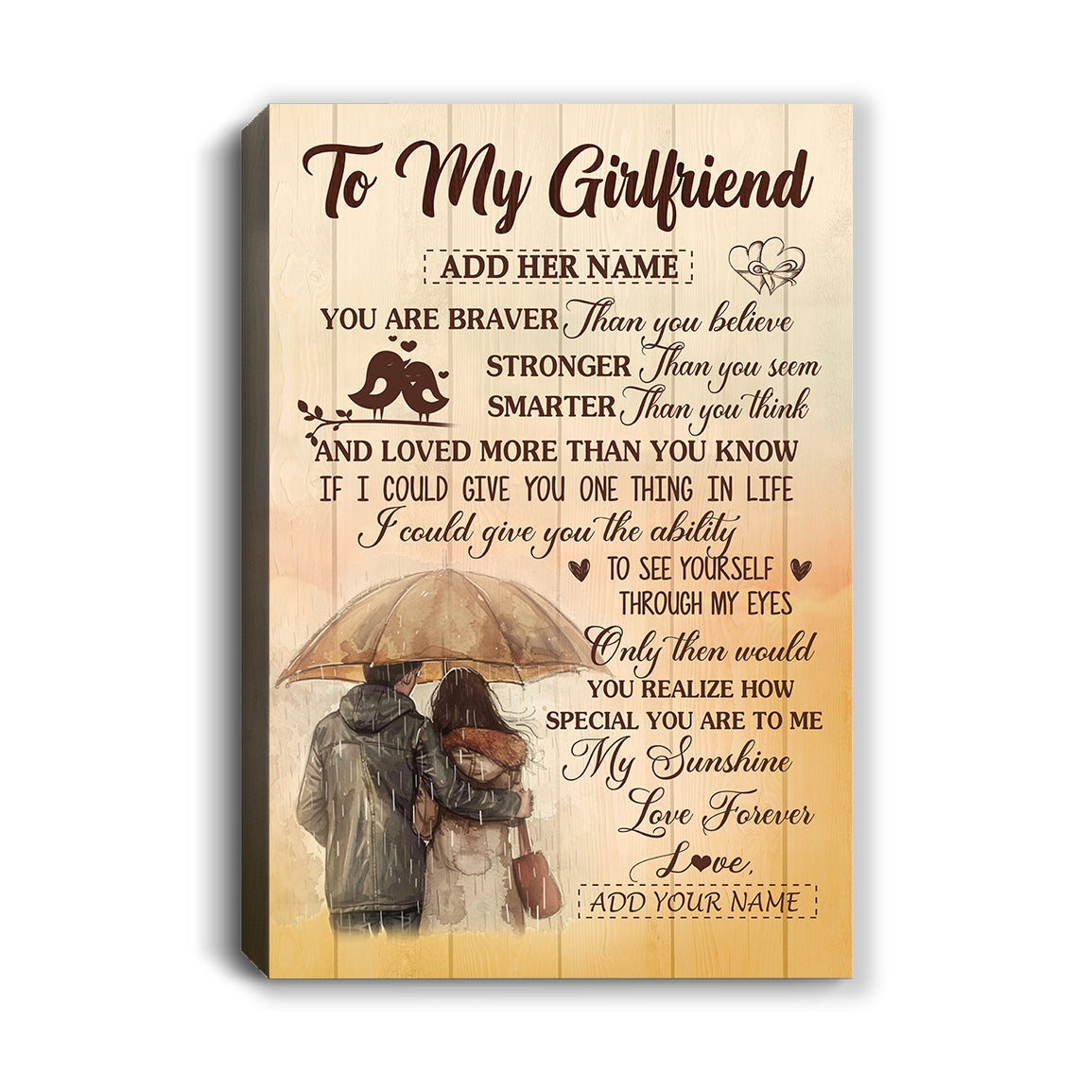 Personalized To My Girlfriend Canvas From Boyfriend You Are Braver Girlfriend Birthday Gifts Anniversary Romantic Valentines Christmas Custom Wall Art Framed Canvas | siriusteestore