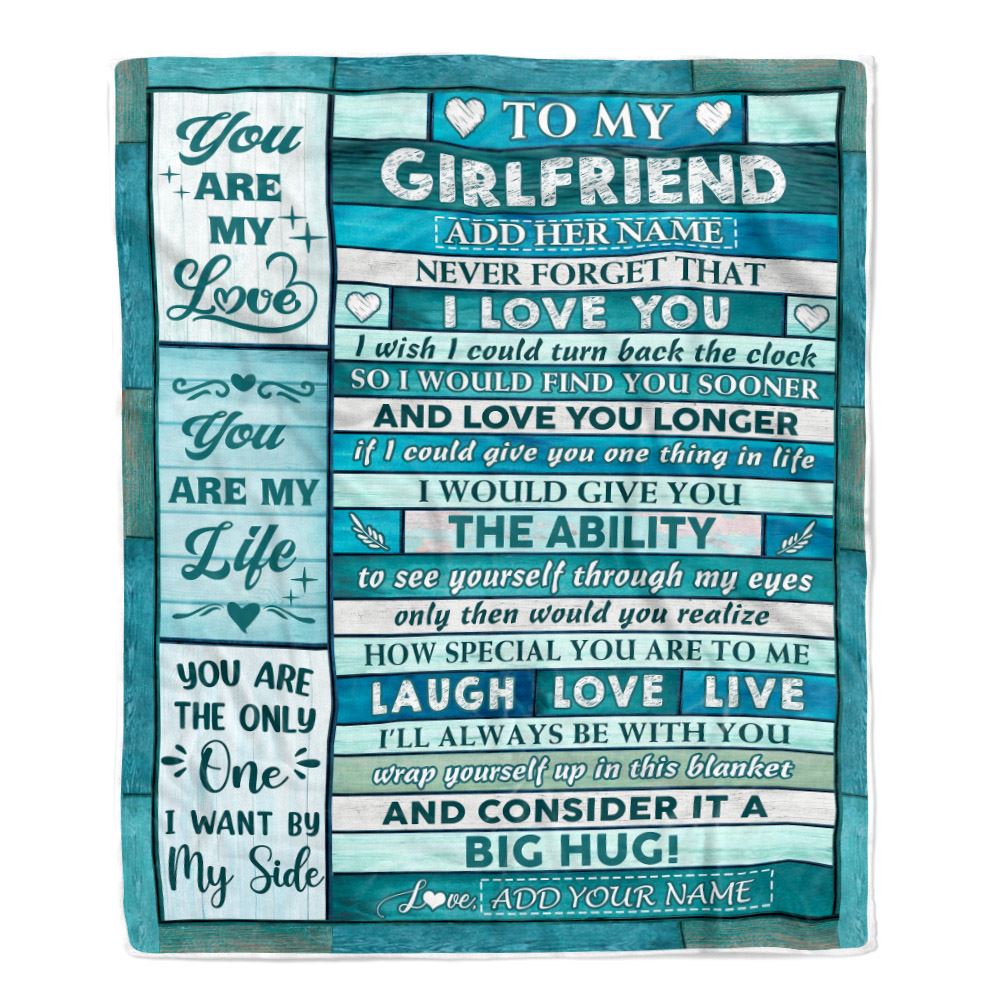 Personalized To My Girlfriend From Boyfriend Blanket Wood You Are My Love Birthday For Girlfriend Anniversary Romantic Valentines Christmas Fleece Blanket | siriusteestore