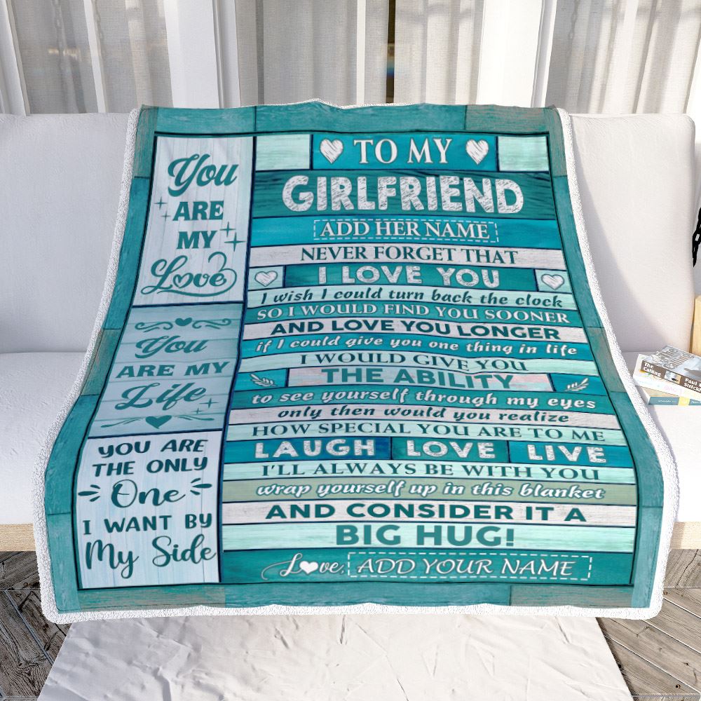 Personalized To My Girlfriend From Boyfriend Blanket Wood You Are My Love Birthday For Girlfriend Anniversary Romantic Valentines Christmas Fleece Blanket | siriusteestore