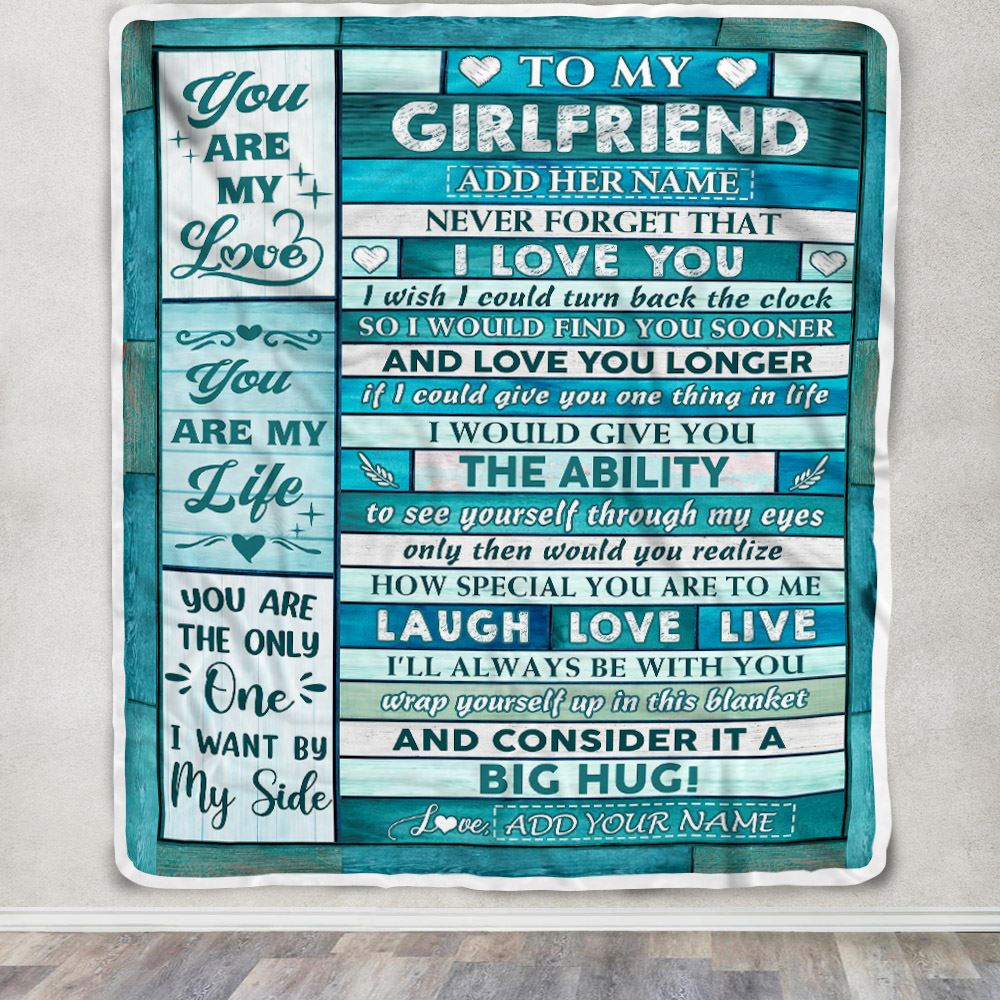 Personalized To My Girlfriend From Boyfriend Blanket Wood You Are My Love Birthday For Girlfriend Anniversary Romantic Valentines Christmas Fleece Blanket | siriusteestore