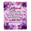 Personalized To My Girlfriend Gifts Blanket From Fiance Purple Floral Birthday Gifts For Girlfriend Romantic Valentines For Her Christmas Custom Fleece Blanket | siriusteestore